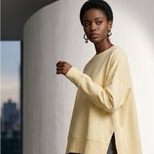 EILEEN FISHER Organic Cotton Box-Top – Pale Citron / Butter (Size M)